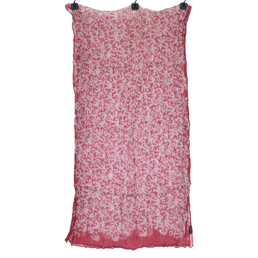 HERMES linen stole/scarf with anchor pattern, red, for women.